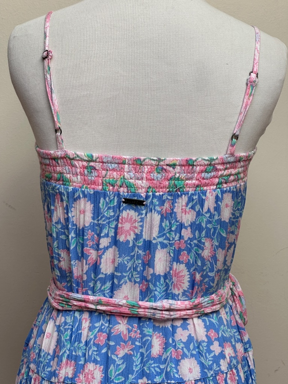 Billabong Floral Border Print Maxi Dress Blue Pink Size XS - Picture 5 of 11